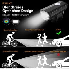 Itshiny Bicycle Light - велосипедная зарядка USB -зарядки, одобрение STVZO, велосипедная лампа из алюминиевого светодиода, набор велосипедных освещений водонепроницаемые 2 световые режимы передний свет и задний набор света цена и информация | Велосипедные фонари, отражатели | 220.lv