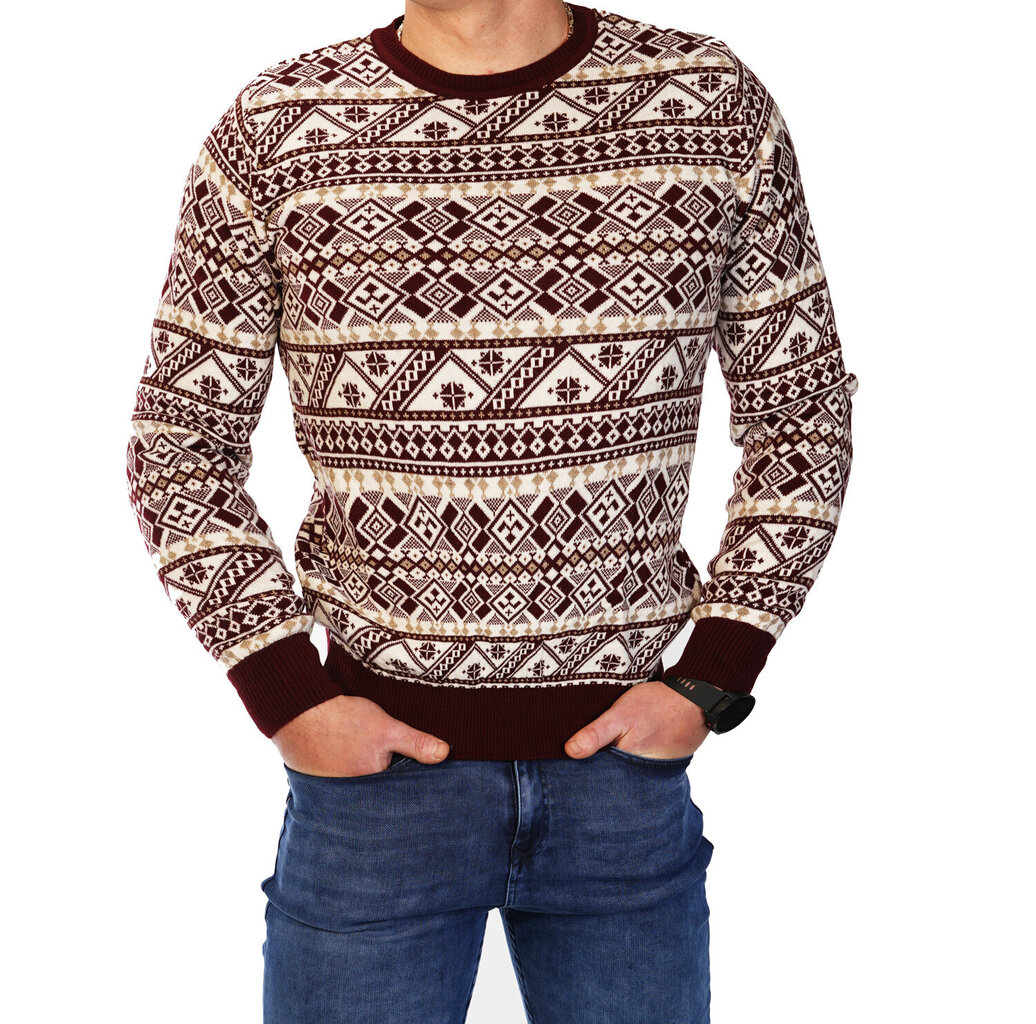 Vīriešu bordo krāsas Ziemassvētku džemperis Livel h2505-52974-XXL cena un informācija | Vīriešu džemperi | 220.lv