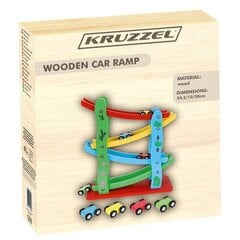 Деревянная автомобильная трасса с машинками Kruzzel цена и информация | Игрушки для малышей | 220.lv