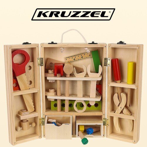 Koka instrumentu komplekts kastē Kruzzel cena un informācija | Attīstošās rotaļlietas | 220.lv