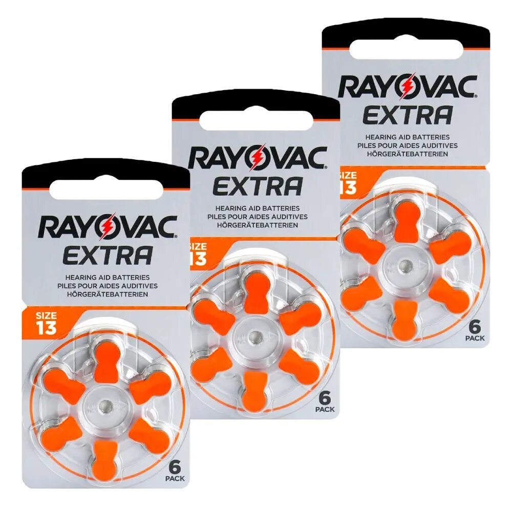 Rayovac Extra Advanced 13 (PR48) baterijas dzirdes aparātiem, 18 gab. cena un informācija | Baterijas | 220.lv