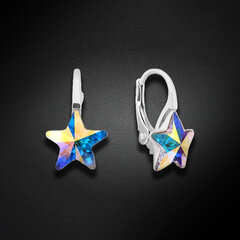 Sudraba auskari Zvaigžņu krišana Aurora Borealis ar Swarovski™ kristāliem DS02A634 cena un informācija | Auskari | 220.lv