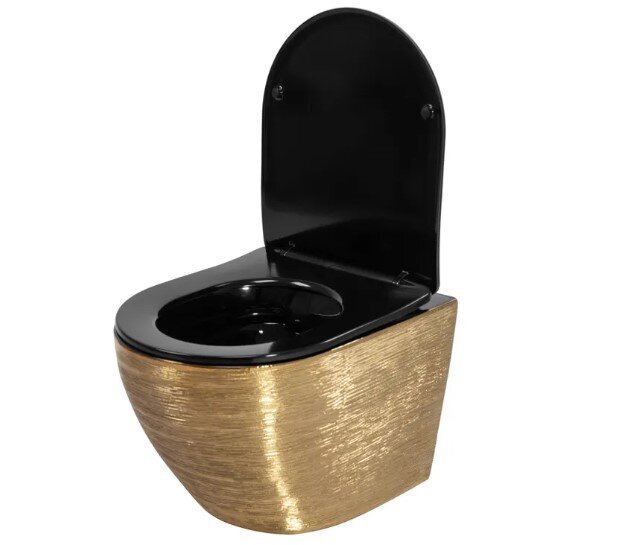 CARLO FLAT melns tualetes pods, matēts zelts цена и информация | Tualetes podi | 220.lv