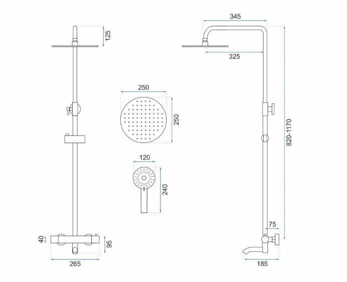 Rea balts dušas komplekts ar termostatu цена и информация | Dušas komplekti un paneļi | 220.lv