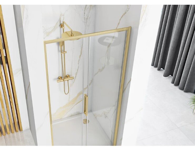 Rea 120 zelta matētas bīdāmās dušas durvis цена и информация | Dušas durvis, dušas sienas | 220.lv