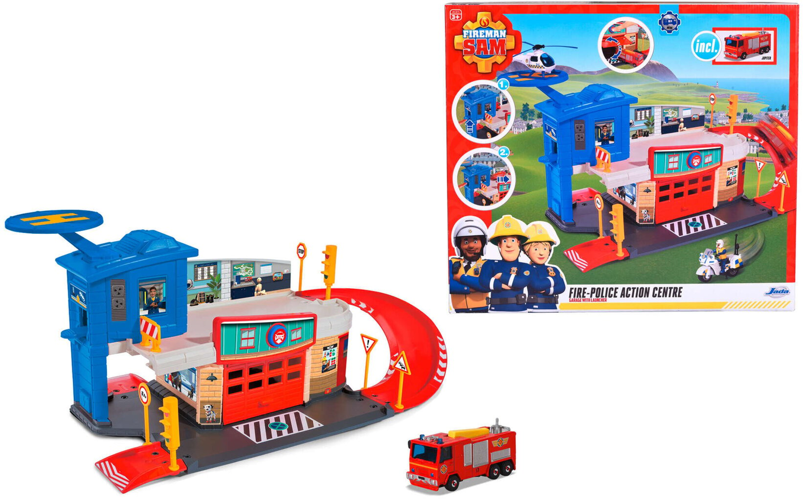 Ugunsdzēsēju stacija un policijas pārvalde 2in1 Fireman Sam + Jupiter transportlīdzeklis cena un informācija | Rotaļlietas zēniem | 220.lv