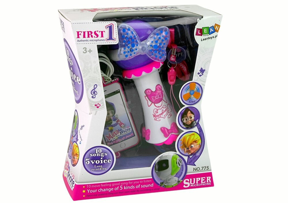 Bērnu karaokes mikrofons ar MP3, rozā cena un informācija | Attīstošās rotaļlietas | 220.lv