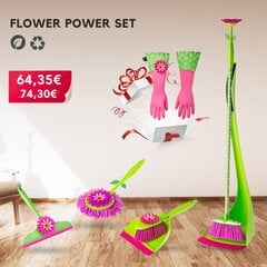 4 daļiņu komplekts: slota ar rokturi, slota un putekļu slotiņa, rokas birste un putekļu slotiņa, mikrošķiedras putekļu maisiņš un Flower Power skrāpis + dāvanā cimdi Vigar цена и информация | Чистящие средства | 220.lv