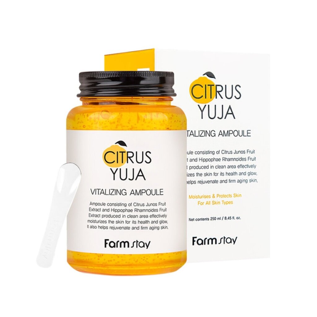 Ampulu sejas serums FarmStay Citrus Yuja Vitalizing Ampoule, 250ml cena un informācija | Serumi sejai, eļļas | 220.lv