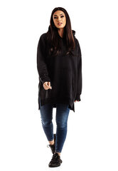 Sieviešu oversize džemperis ar kapuci, ķengurs Mayflies melns cena un informācija | Sieviešu džemperi | 220.lv