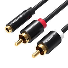 Vention VAB-R01-B200, 3.5mm Female to 2x RCA Male, 2m цена и информация | Кабели и провода | 220.lv