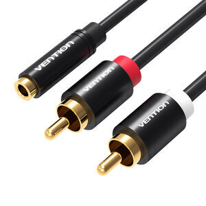 Vention VAB-R01-B200, 3.5mm Female to 2x RCA Male, 2m cena un informācija | Kabeļi un vadi | 220.lv