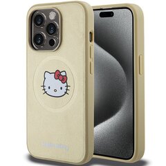 Hello Kitty HKHMP15LPGHCKD iPhone 15 Pro 6.1" złoty|gold hardcase Leather Kitty Head MagSafe цена и информация | Чехлы для телефонов | 220.lv