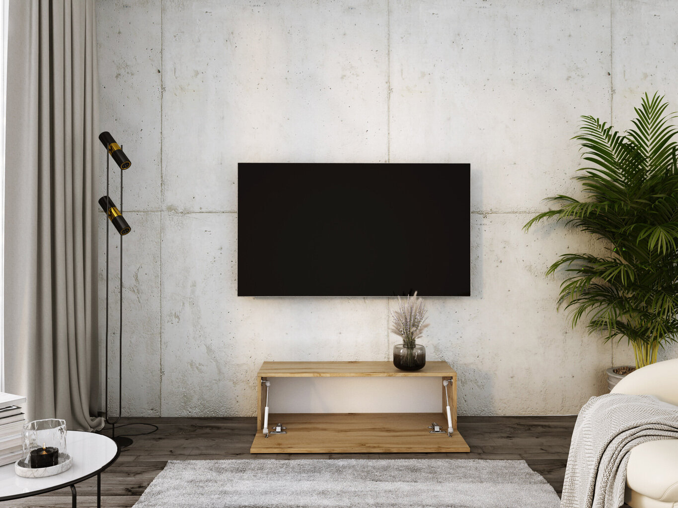 Piekaramais televizora skapis 100 cm Votanas ozols цена и информация | TV galdiņi | 220.lv