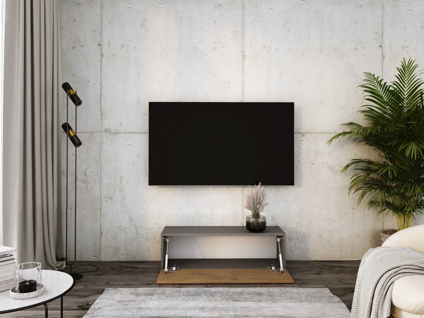 Piekaramais televizora skapis 100 cm Antracīts, lancelot ozols cena un informācija | TV galdiņi | 220.lv