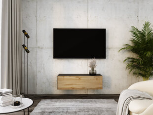 Piekaramais televizora skapis 100 cm Metjū melns, wotan ozols cena un informācija | TV galdiņi | 220.lv