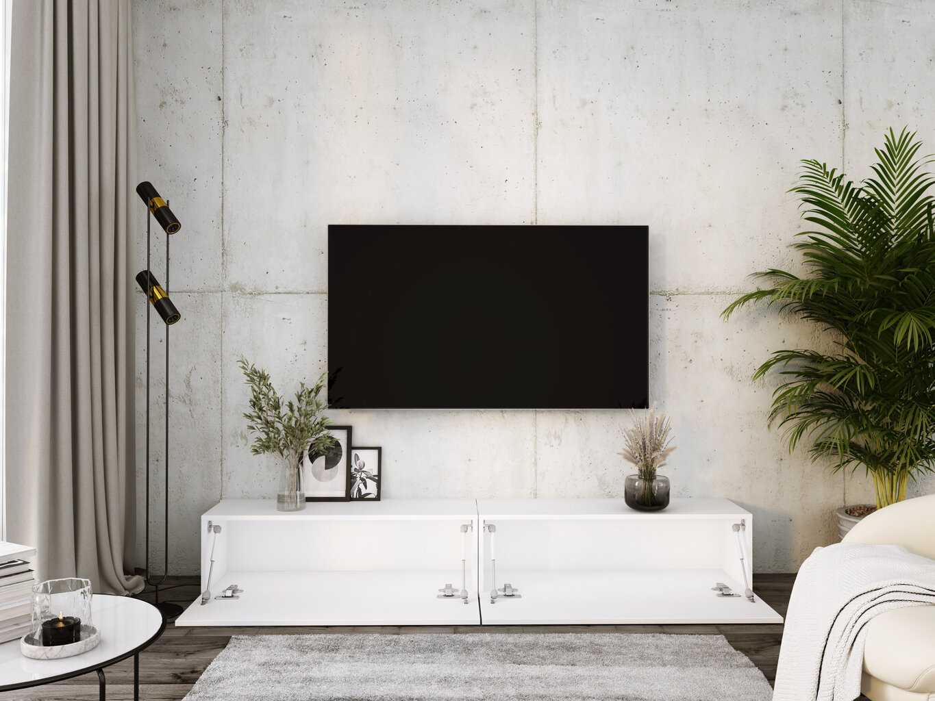 Piekaramais televizora skapis 2 X 100 cm Antracīts, lancelot ozols цена и информация | TV galdiņi | 220.lv