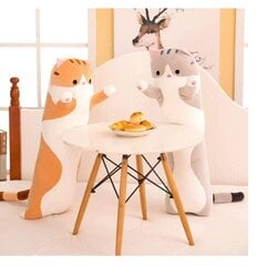 Plīša rotaļlieta - spilvena kaķis Happy People, 70 cm, pelēks cena un informācija | Mīkstās (plīša) rotaļlietas | 220.lv