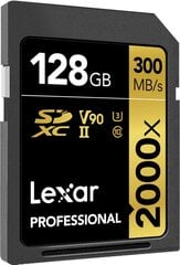 Lexar карта памяти SDXC 128GB Professional 2000x UHS-II U3 V90 цена и информация | Карты памяти для фотоаппаратов | 220.lv