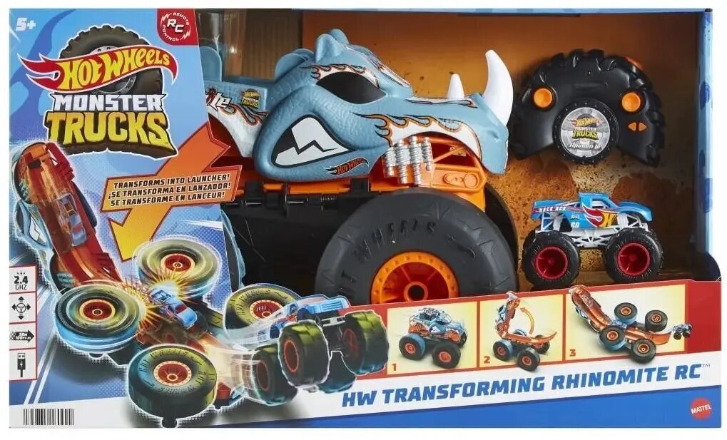 Mašīna-transformeris Hot Wheels RC Monstertrucks Transforming Rhinomite cena un informācija | Rotaļlietas zēniem | 220.lv