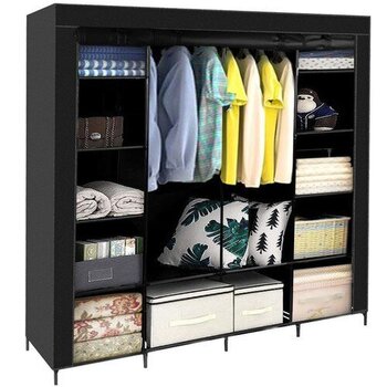 Складной матерчатый шкаф для одежды Ruhhy, 170x170 см, черный цена и информация | Шкафы | 220.lv