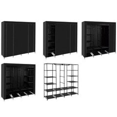 Складной матерчатый шкаф для одежды Ruhhy, 170x170 см, черный цена и информация | Шкафчики | 220.lv