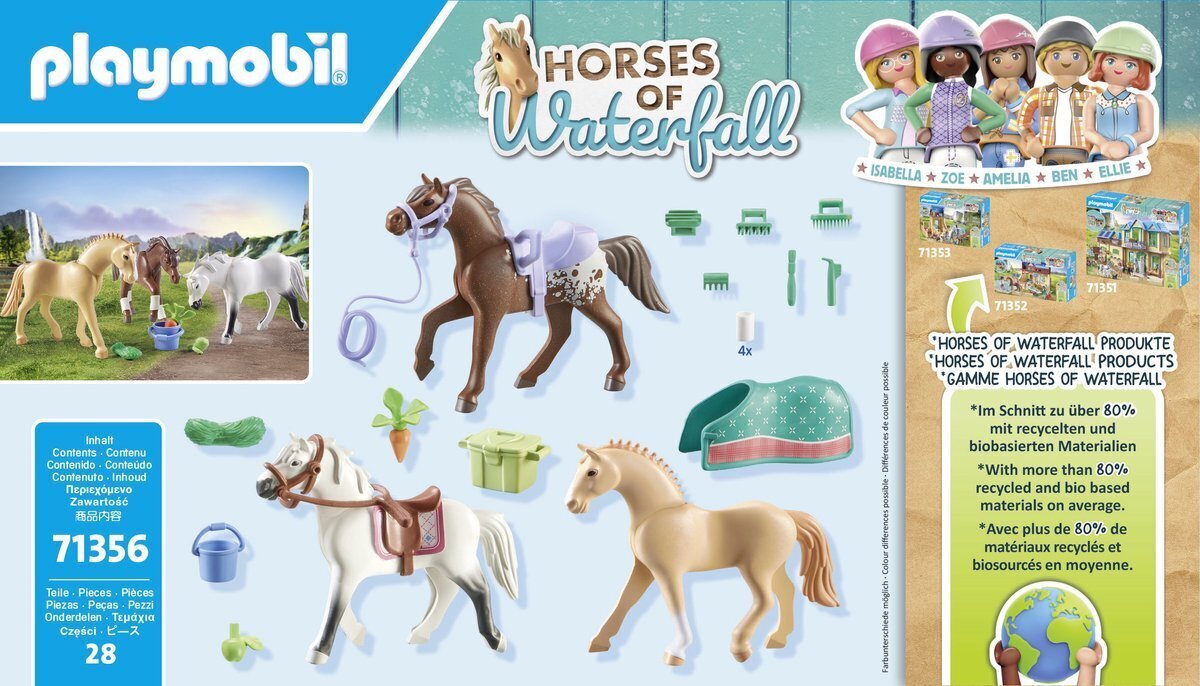 71356 PLAYMOBIL® Horses of Waterfall 3 лошади с аксессуарами цена | 220.lv