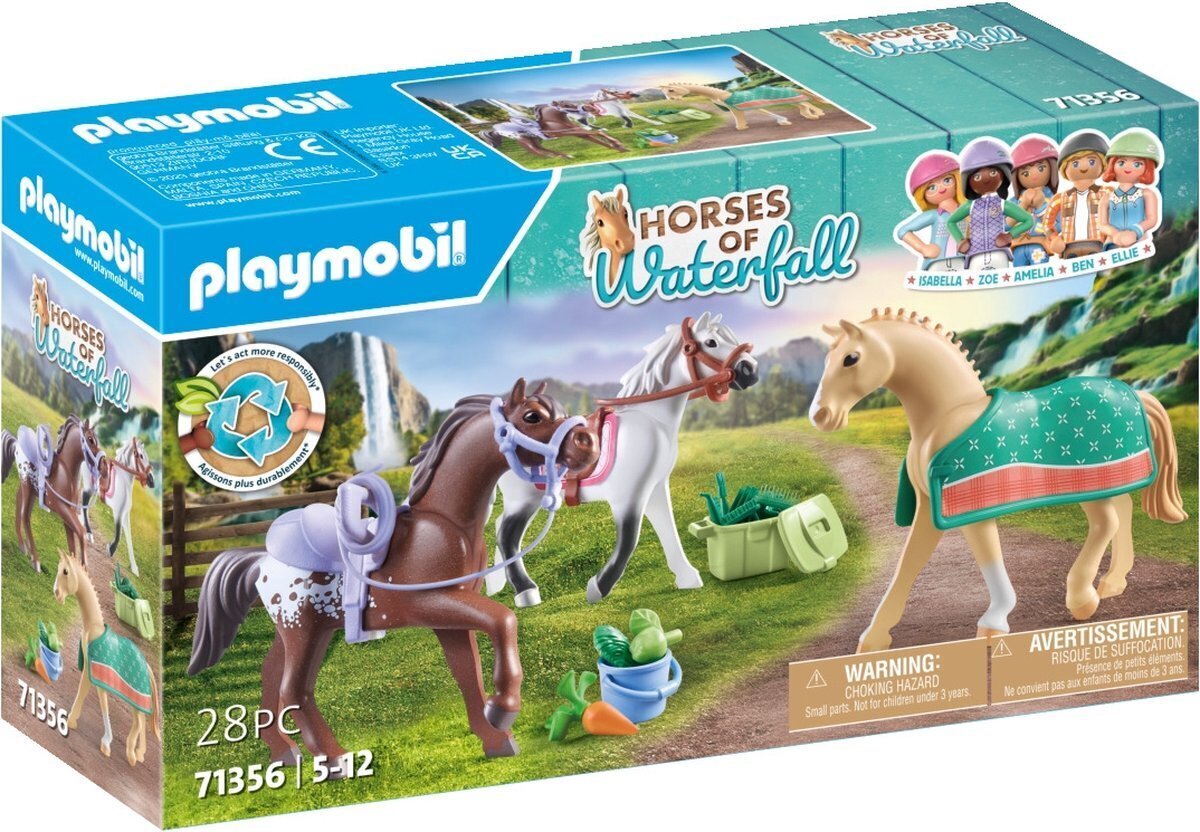 71356 PLAYMOBIL® Horses of Waterfall 3 лошади с аксессуарами цена | 220.lv