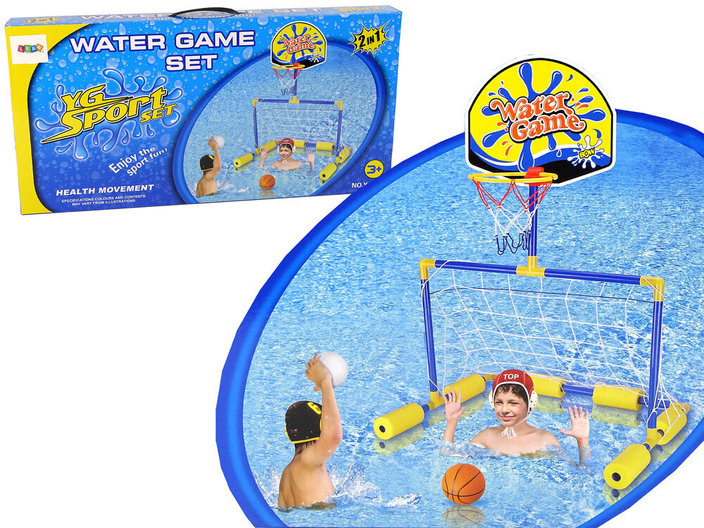 Ūdens basketbola komplekts Lean Toys, zils, 68 cm x 63 cm x 49 cm цена и информация | Ūdens, smilšu un pludmales rotaļlietas | 220.lv