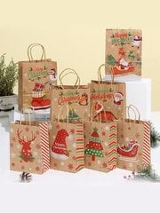Рождественские бумажные подарочные пакеты Howaf, 8 шт., красные / белые / зеленые цена и информация | Упаковочные материалы для подарков | 220.lv