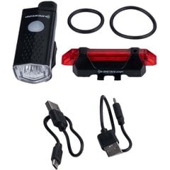 Комплект светодиодного освещения велосипеда спереди и сзади Dunlop USB зарядка цена и информация | Велосипедные фонари, отражатели | 220.lv