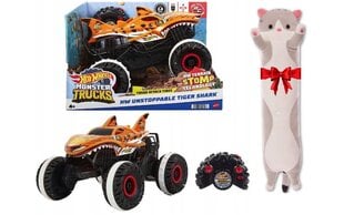 Tālvadības mašīna Hot Wheels Monster Trucks tīģera un plīša spilvens Cat, 50 cm cena un informācija | Rotaļlietas zēniem | 220.lv