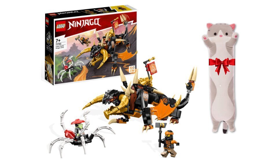 71782 LEGO® Ninjago Cole Earth Dragon EVO, 285 g. un dāvanu spilvens Cat, 50 cm цена и информация | Konstruktori | 220.lv