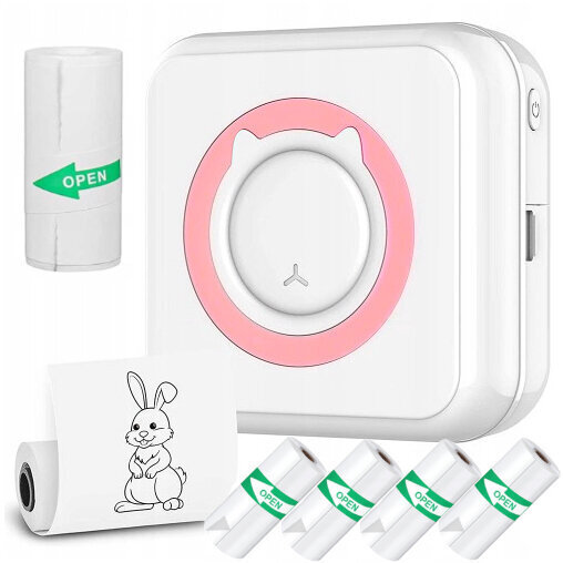 Bluetooth termo printeris bērniem ar 6 rullīšiem, balts цена и информация | Rotaļlietas meitenēm | 220.lv