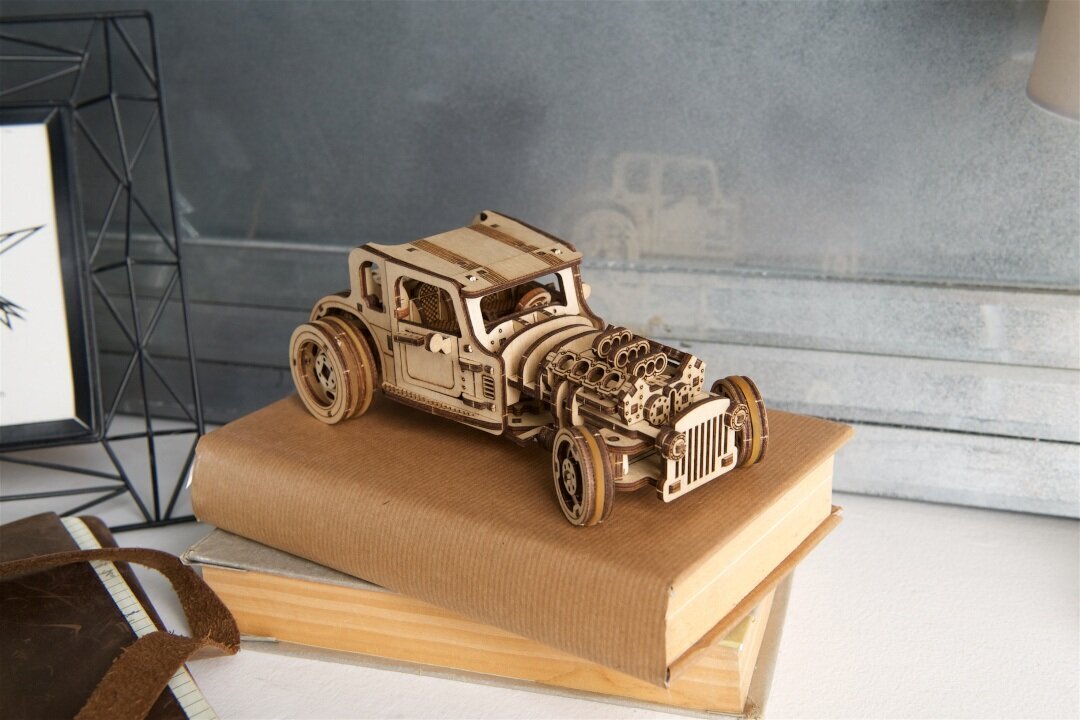 Koka konstruktor Ugears Hot Rod Furious Mouse, 207 gab. cena un informācija | Konstruktori | 220.lv