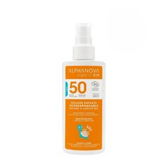 Ūdensizturīgs minerālais sauļošanas aizsargkrēms bērniem Alphanova Sun SPF50, 125 ml cena un informācija | Sauļošanās krēmi | 220.lv