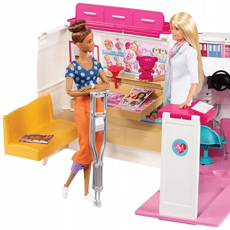 Mobilā klīnika 2in1 Barbie Ambulance, balta/rozā цена и информация | Rotaļlietas meitenēm | 220.lv