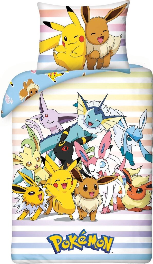 Bērnu gultasveļas komplekts Pokemon, 140x200+65x65 cm, 2 daļas cena un informācija | Bērnu gultas veļa | 220.lv