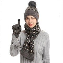 Зимний комплект (перчатки, шарф, шапка) М108006, серый цена и информация | Женские шапки | 220.lv
