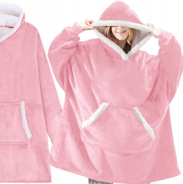Pleds, džemperis ar kapuci 2in1, rozā cena un informācija | Sieviešu džemperi | 220.lv
