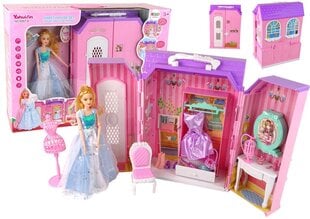 Шкаф для кукольного домика Шкаф Зеркало на батарейках в чемодане цена и информация | Игрушки для девочек | 220.lv