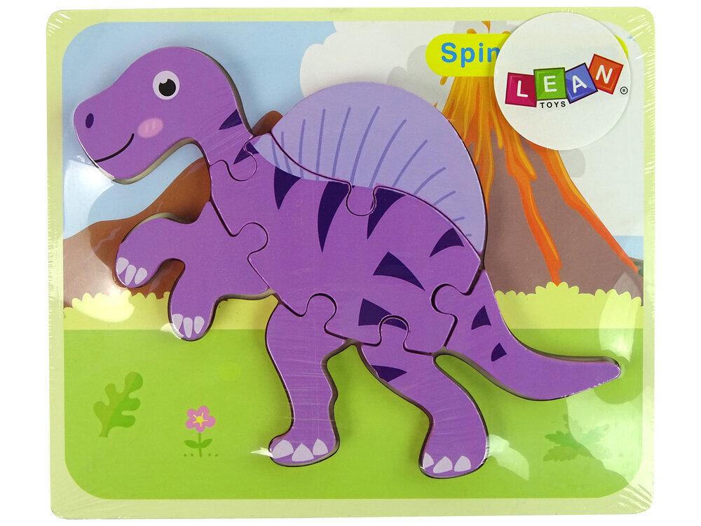 Koka puzle Dinozaurs Corythosaurus Pink Spinosaurus Purple cena un informācija | Puzles, 3D puzles | 220.lv