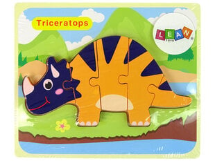 Koka puzle Dinozauri Triceratops Ankylosaurus Orange cena un informācija | Puzles, 3D puzles | 220.lv