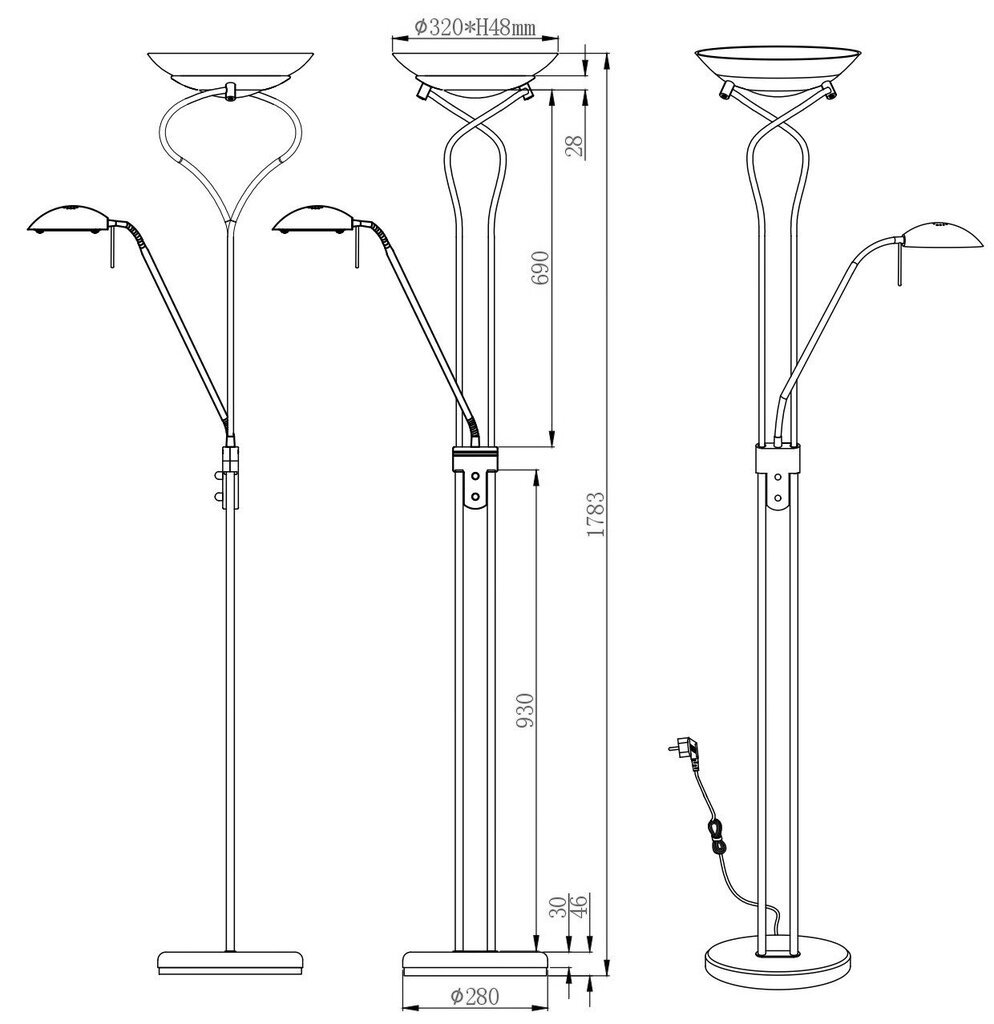 Grīdas lampa G.Lux GH-Bona mat. chrome cena un informācija | Stāvlampas | 220.lv