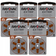 Rayovac A312 (PR41) dzirdes aparātu baterijas 5x6gab., 30gab. cena un informācija | Baterijas | 220.lv