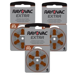 Rayovac A312 (PR41) dzirdes aparātu baterijas 3x6gab., 18gab. cena un informācija | Baterijas | 220.lv