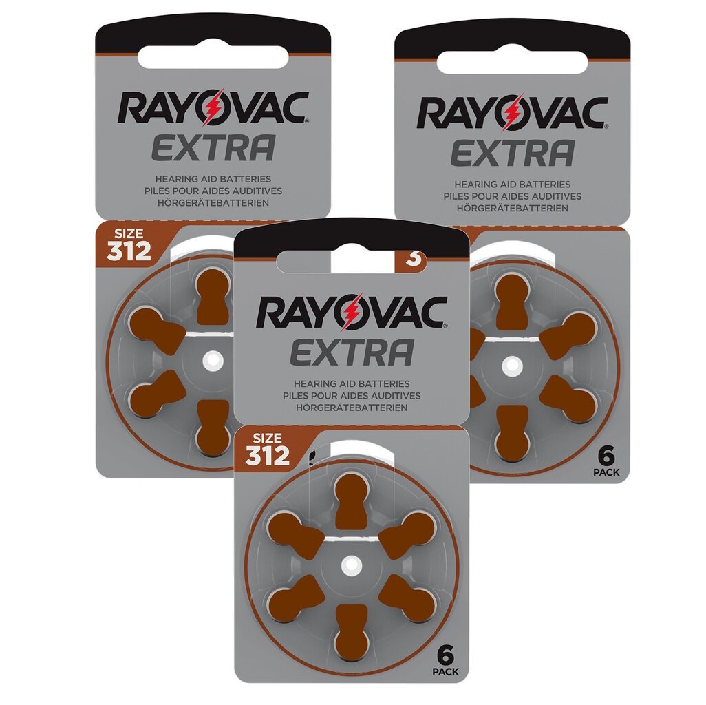 Rayovac A312 (PR41) dzirdes aparātu baterijas 3x6gab., 18gab. cena un informācija | Baterijas | 220.lv