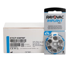 Батарейки Rayovac Impant Pro+ 675, PR44 для кохлеарных имплантов, 60 шт. цена и информация | Батарейки | 220.lv