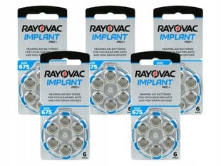 Rayovac Impant Pro+ 675, PR44 baterijas kohleārajiem implantiem, 30 gab. цена и информация | Батарейки | 220.lv