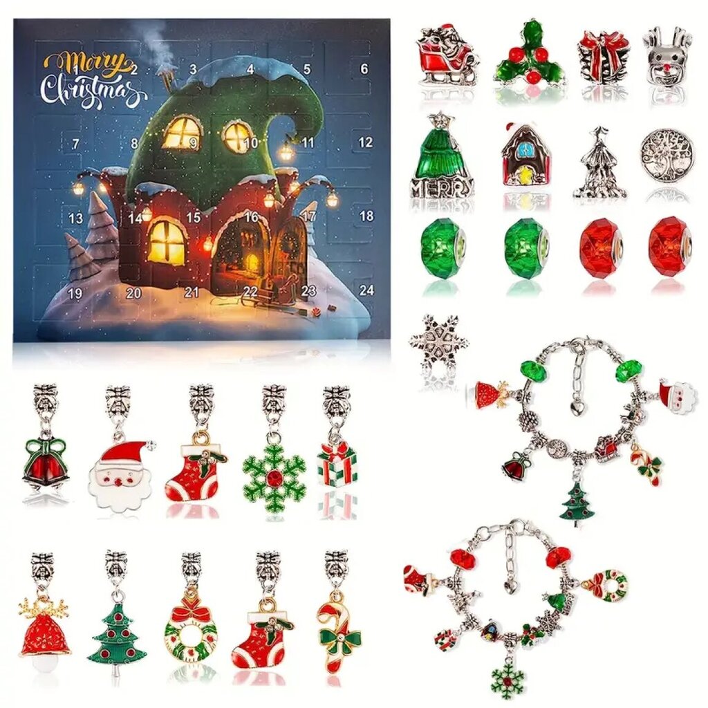 Adventes kalendārs Merry Christmas ar rotaslietām, 24 gab. cena un informācija | Rotaļlietas meitenēm | 220.lv